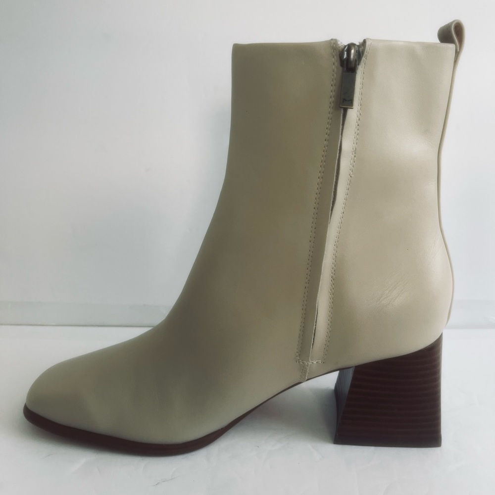 Marc Fisher Floria Cream LEATHER Ankle Bootie Stacked Block Heel Size 11 NEW - Picture 10 of 13